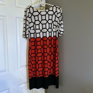 Madison Leigh geometric dress red black and white